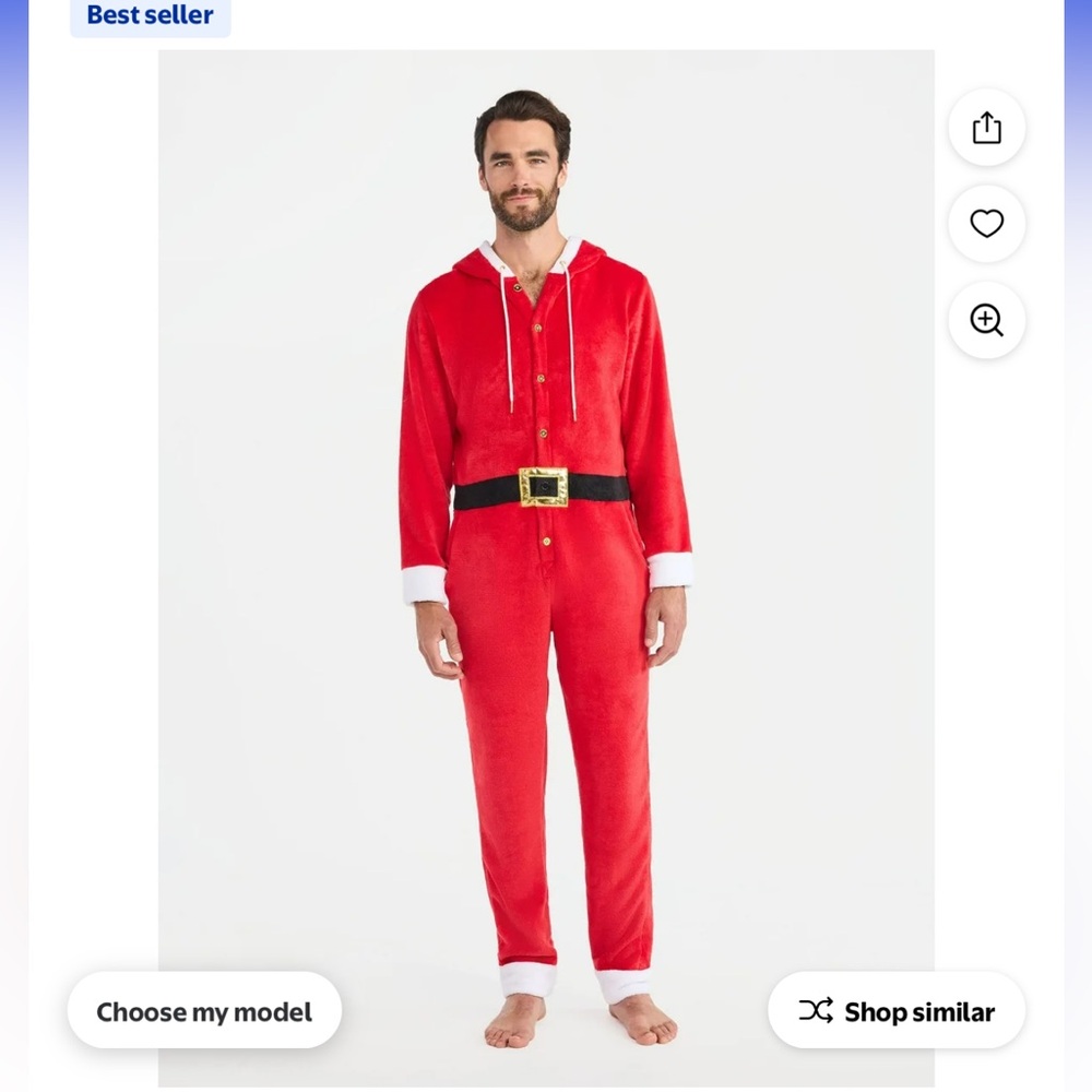 Christmas Men's SatnaCon Santa Suit One-Piece Union Suit from Holiday XL